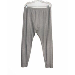 Gray Ribbed Mens Lounge Pants With Elastic Waist
